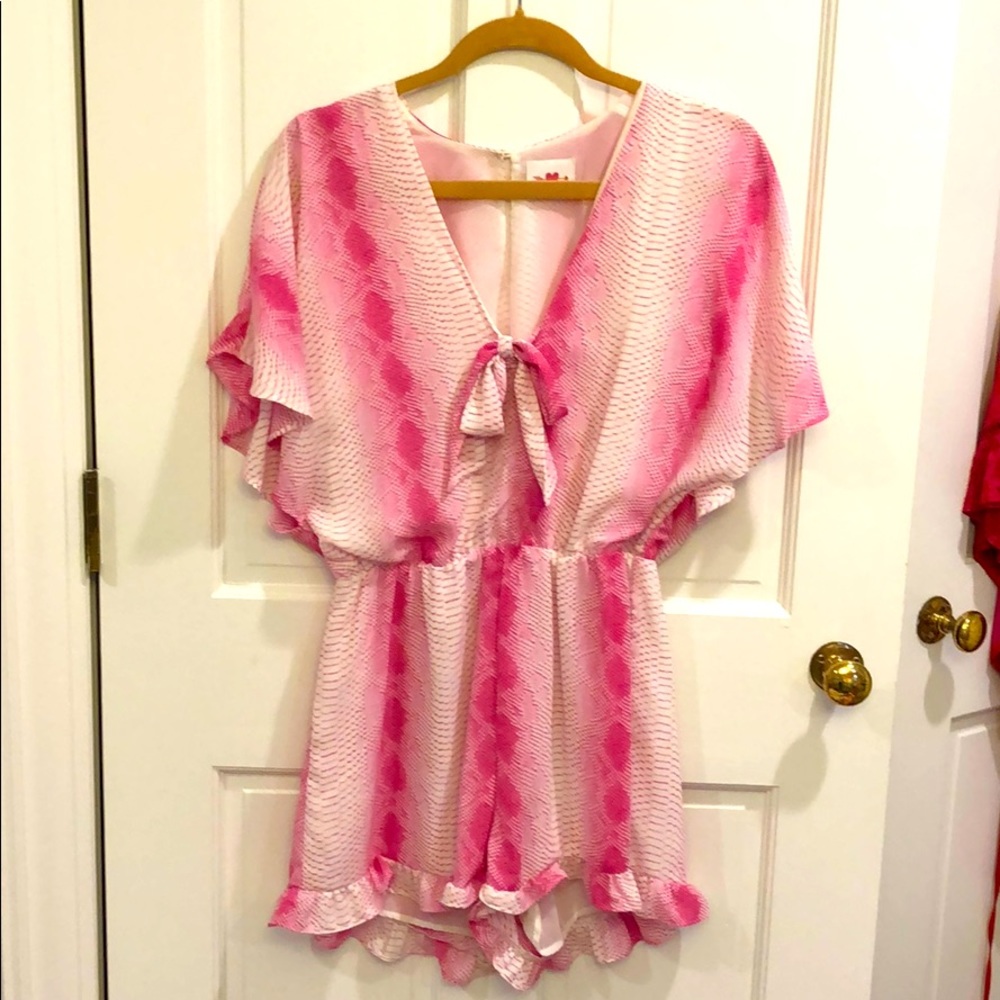 Pink snake skin romper